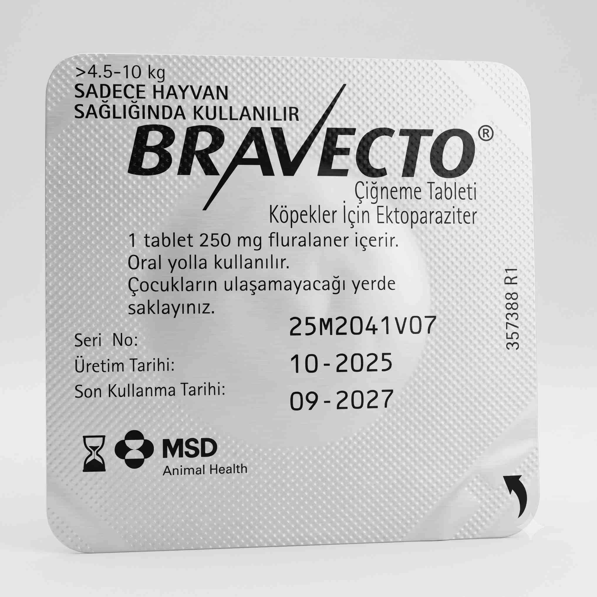 (بدون جعبه)BRAVecto Orange دوز250mg براي وزن 4.5 تا 10 کيلو