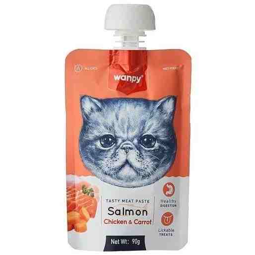 پودینگ گربه ونپی با طعم سالمون و مرغ و هویج انگلیسی‌نویس 90g