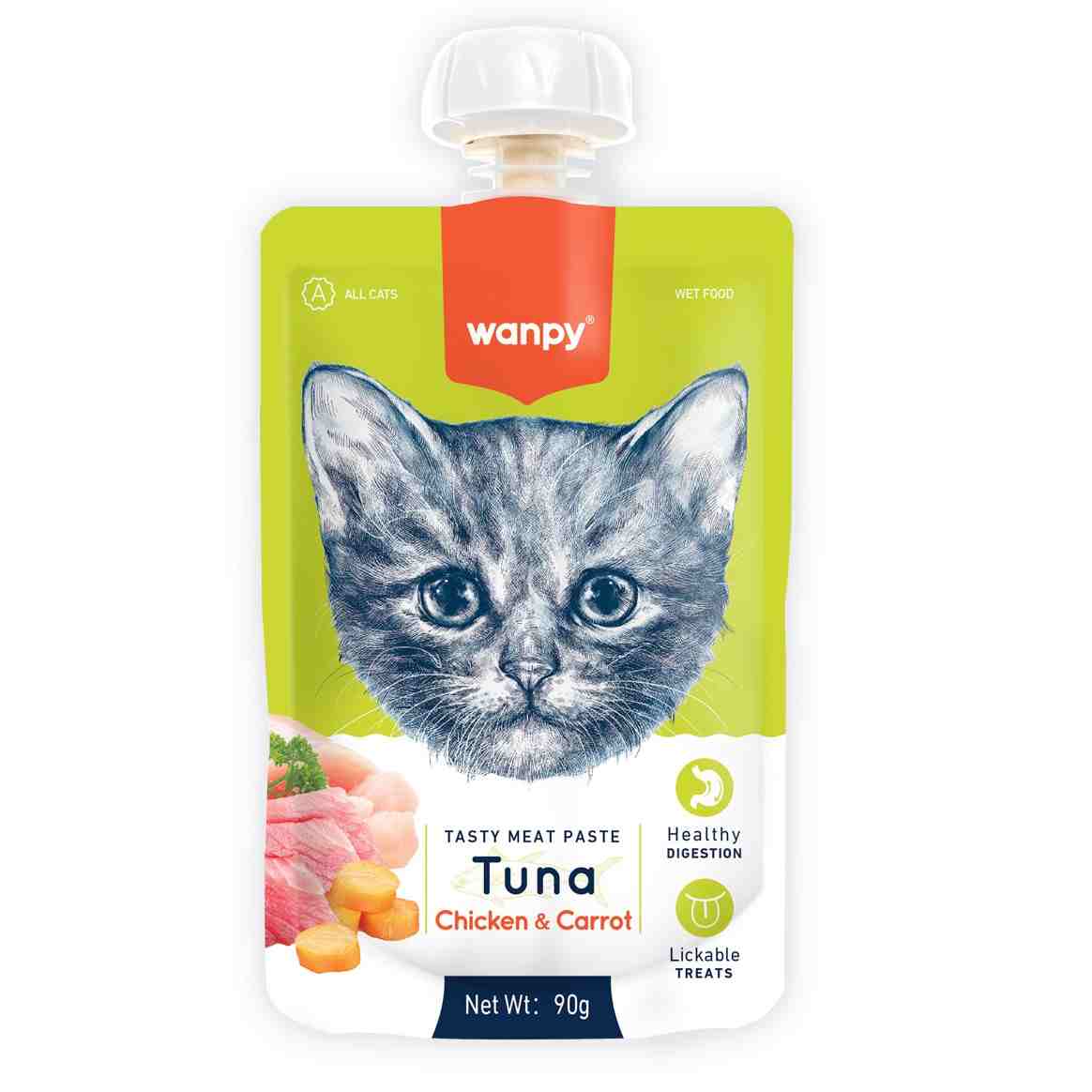 پودینگ گربه ونپی با طعم تن و مرغ و هویج انگلیسی‌نویس 90g