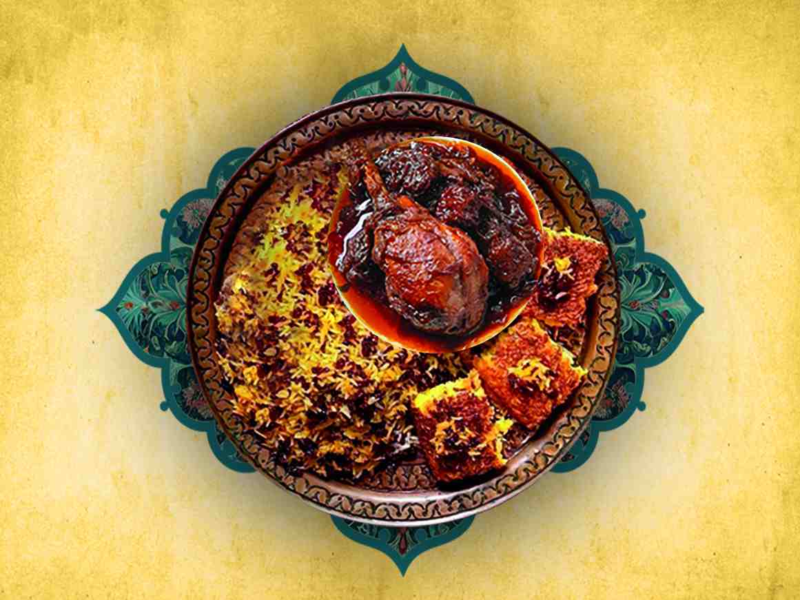 چلو ران مرغ با آلو بخارا