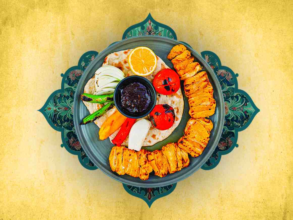 خوراک جوجه کباب (اسیخ زعفرانی)