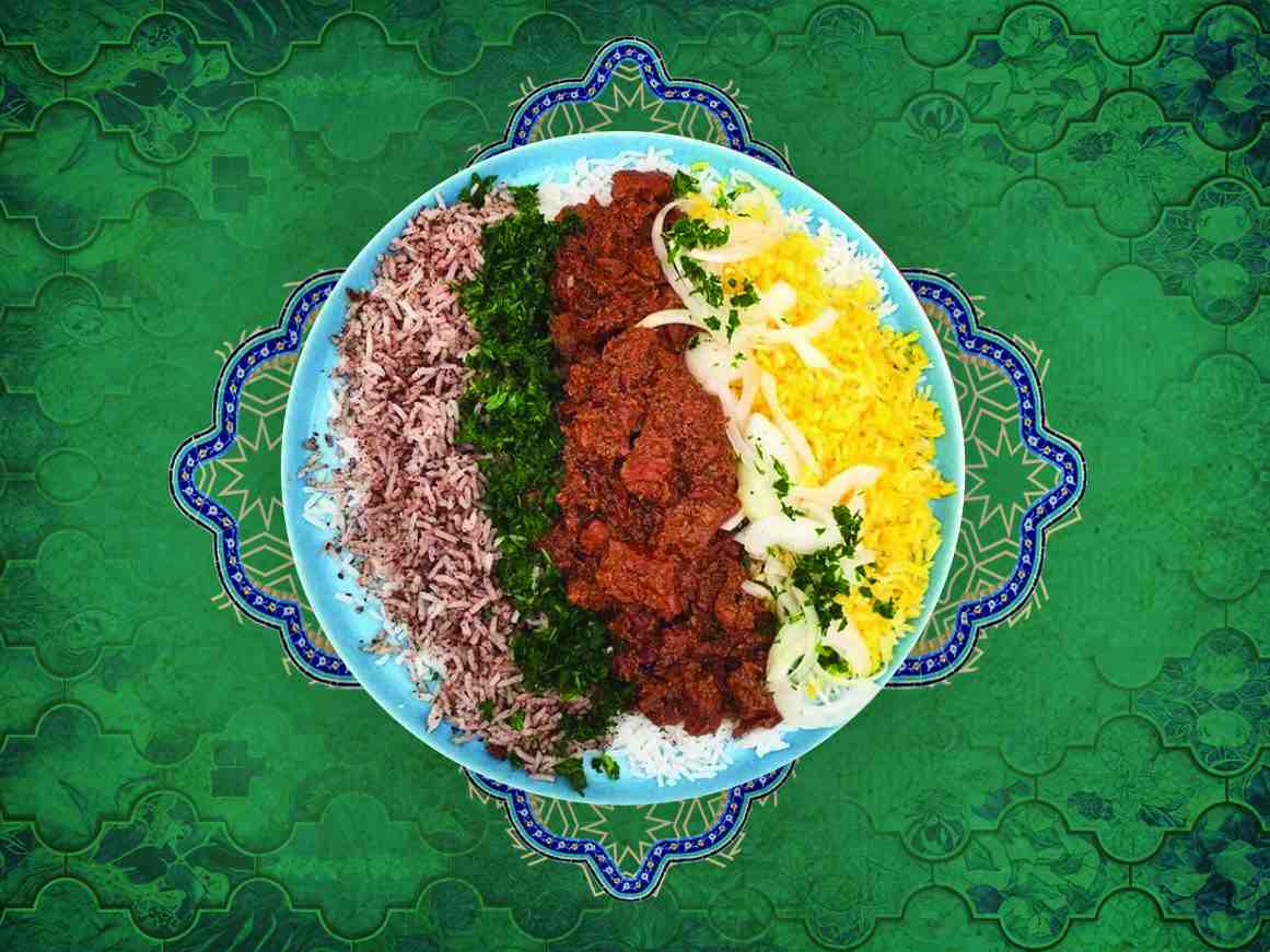 چلو شله قورمه با آلو بخارا (چلو گوشت)
