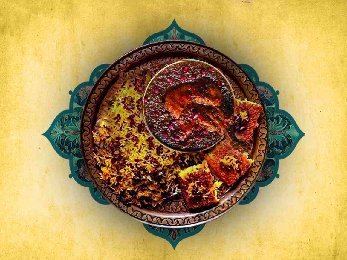 چلو ران مرغ با فسنجان